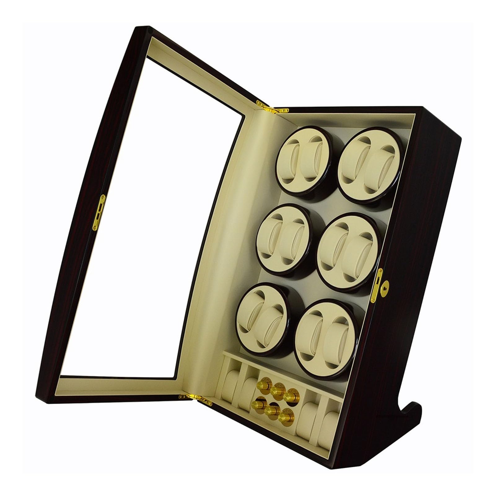 Caricatore Automatico per Orologi con 12 caricatori + 4 Scomparti per riporre Gli Orologi, Custodia per esporre Orologi con Cuscino Flessibile, Motore Giapponese Super Si，White