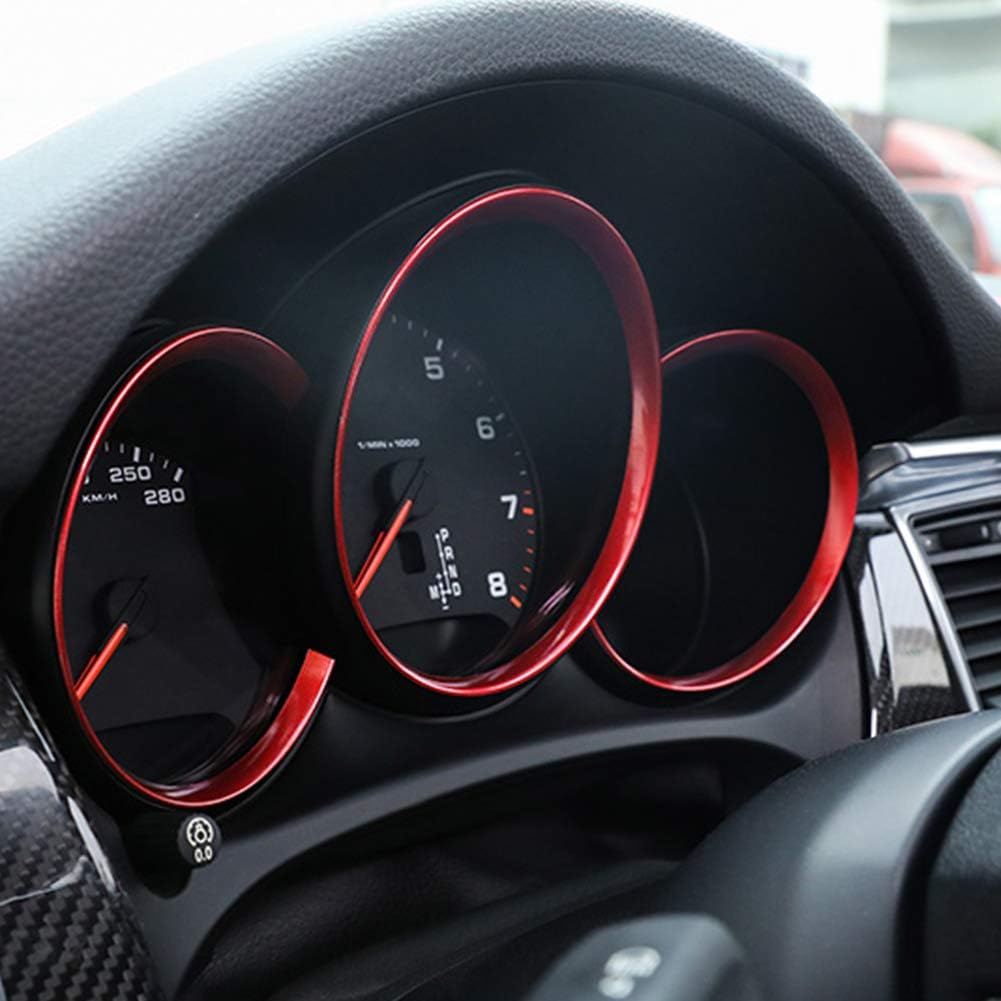 GTINTHEBOX 3 Pcs Red Dashboard Edge Decoration Trim Ring for 2014-up Porsche Macan - Image 7