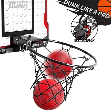 TEMI Indoor Basketball Hoop for Kids, Door Room Basketball Hoop,Mini Basketball Hoop with 4 Balls, Basketball Toys for 3 4 5 6 7 8 9 10 11 12 Year Old Boys