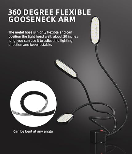 Miniatura 4 de Luz de trabajo magnética de 5 W, lámpara de cuello de cisne flexible LED de 500 lúmenes con base magnética para máquinas de coser, tornos