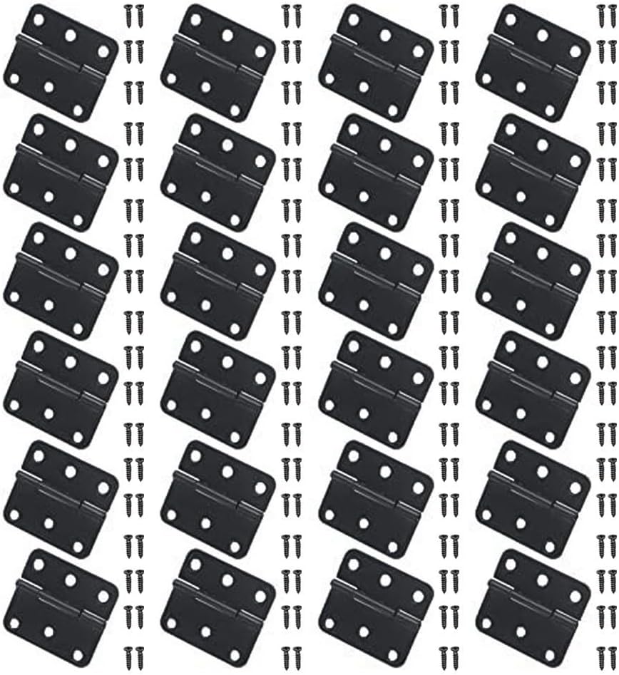 24-Pack Black Butt Hinges 1.5 Inch Small Door Hinge Cabinet Tool Box with Mounting Screws Included Hardware