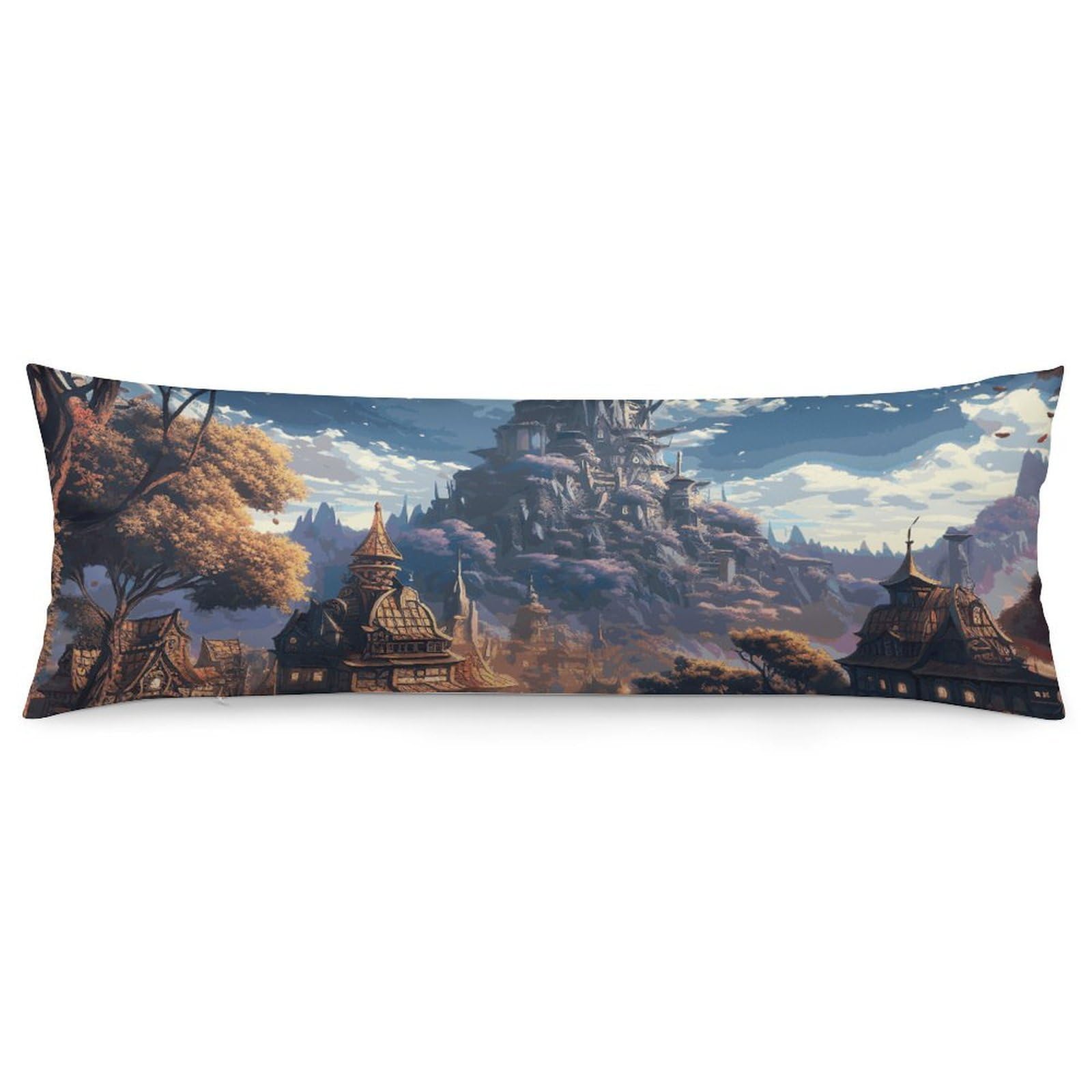 2 Pack Pillow Cases for Hair and Skin, Soft Breathable Pillow Case Covers with Hidden Zipper, Fantasy Town Pillowcase 20"x54" Pillow Covers for Sleeping Gift