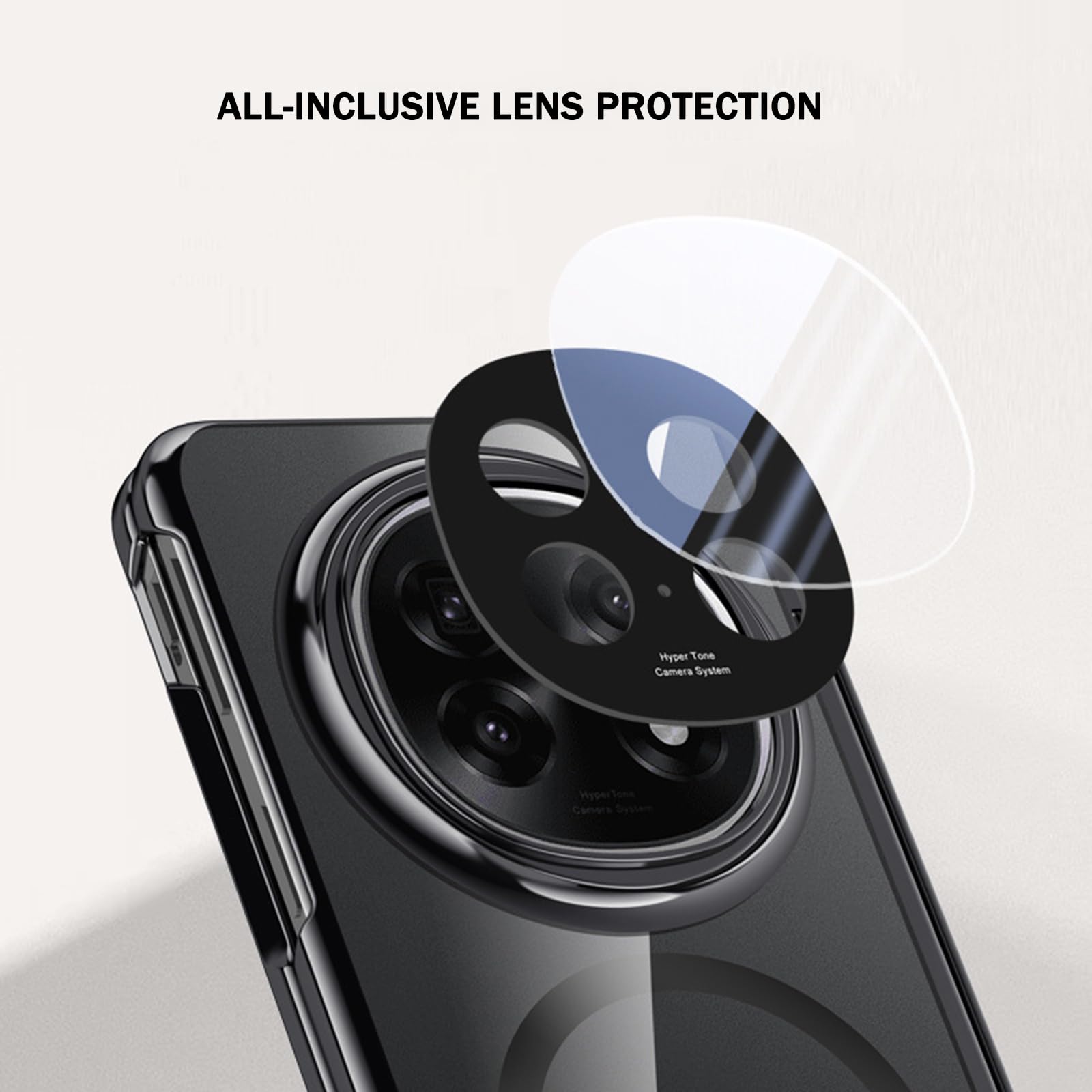 Guscio per Oppo Find N5, Trasparente AntiGraffio Placcatura Custodia Protezione Privacy Vetro Temperato Cerniera AntiGraffio Cover,Nero,Find N5