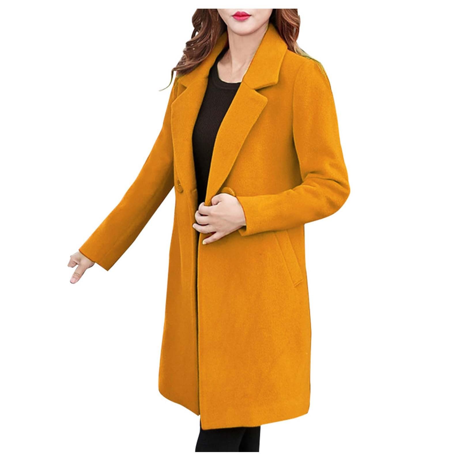 Generisch Chaqueta de invierno para mujer, gabardina, chaqueta de ocio, monocolor, doble botonadura, manga larga, cárdigan de solapa para mujer para otoño e invierno