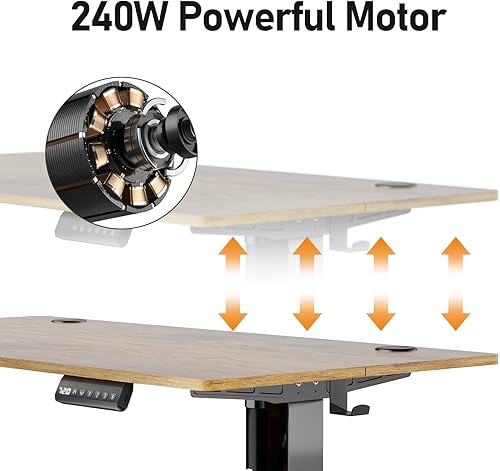 Miniatura 6 de Escritorio eléctrico de altura ajustable, escritorio de pie sentado de 48 x 24 pulgadas, escritorio ergonómico para computadora con 2 ganchos para