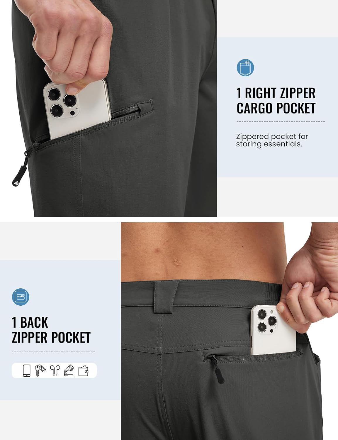 Rdruko Men's Golf Shorts, 9" Elastic Waist 4 Pockets Lightweight Quick Dry Stretch Casual Flat Front Dress Work Hiking Cargo