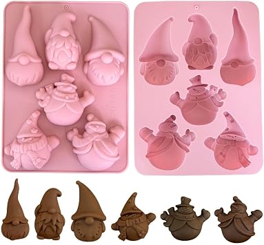 1-Piece Christmas Gnome Snowman Silicone Chocolate Mold, 6-Cavity
