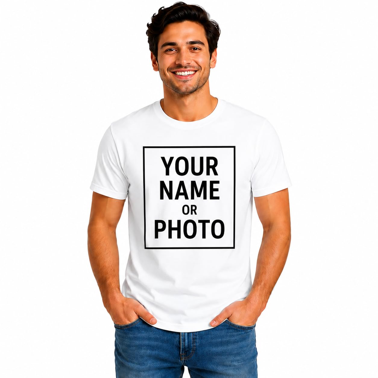 Personalised White T-Shirt for Men & Women | Custom Name or Photo Printed T-Shirt | Round Neck Half Sleeve Tee | Upload Your Picture, Name or Text-picture-22