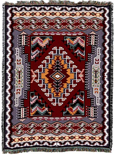 Pure Country Weavers Painted Hills Sunset Blanket XL - Southwest Native American Inspired - Gift Tapestry Throw Woven from Cotton - Made in the USA (82x62)