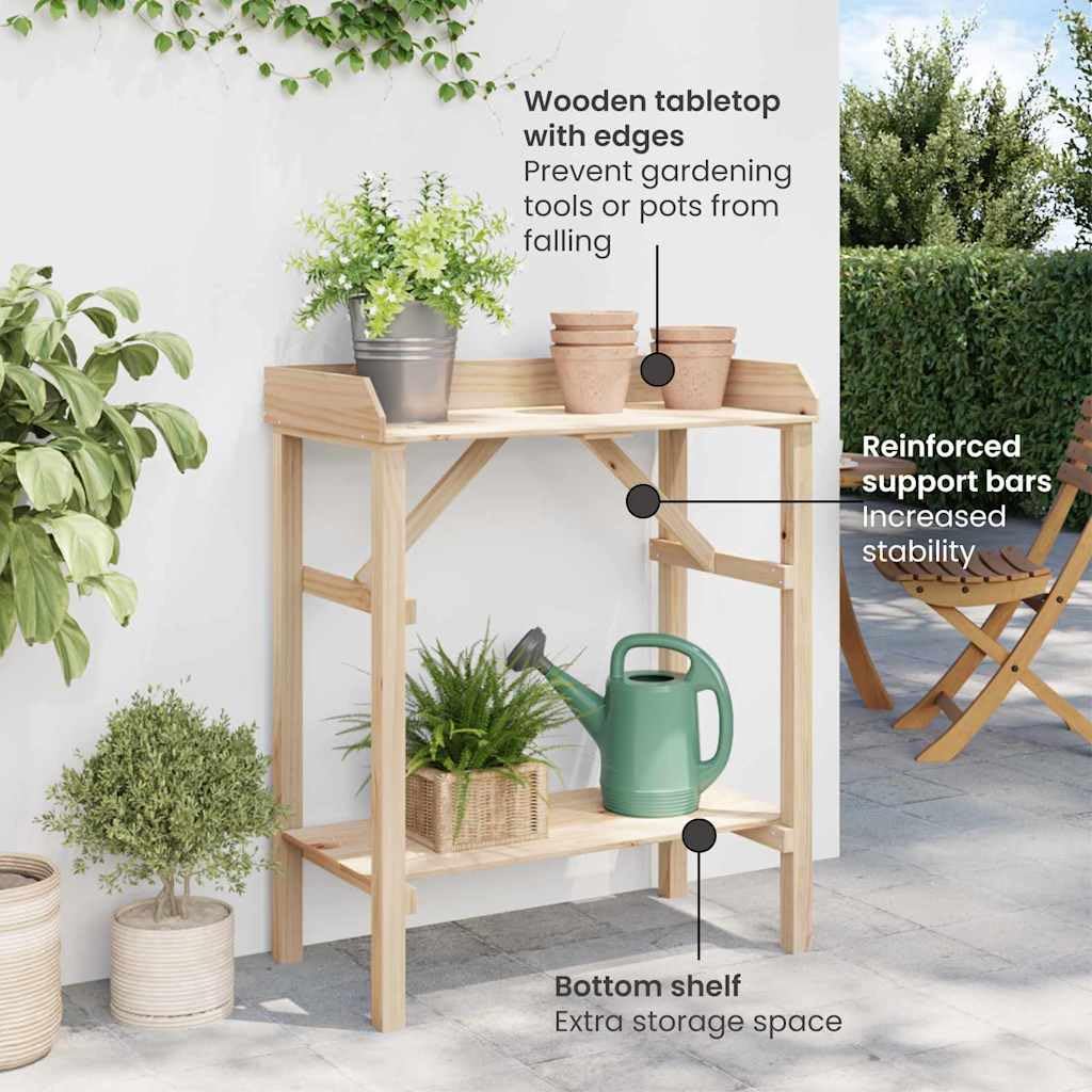 vidaXL Pflanztisch Natur 75 x 40 x 90 cm Massives Kiefernholz