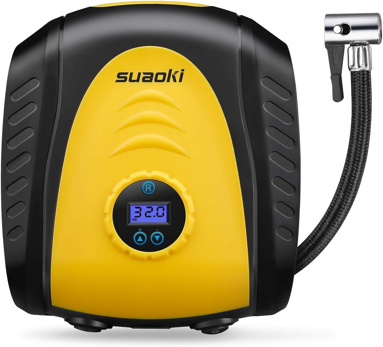 Digital Tyre Inflator, SUAOKI 12V Digital Car Pump 150PSI Pressure, Automatic Shut Down with 3m Long Cable, 3 Nozzle Adapters and Digital LED Display for Car Bicycle Motorbike Football …