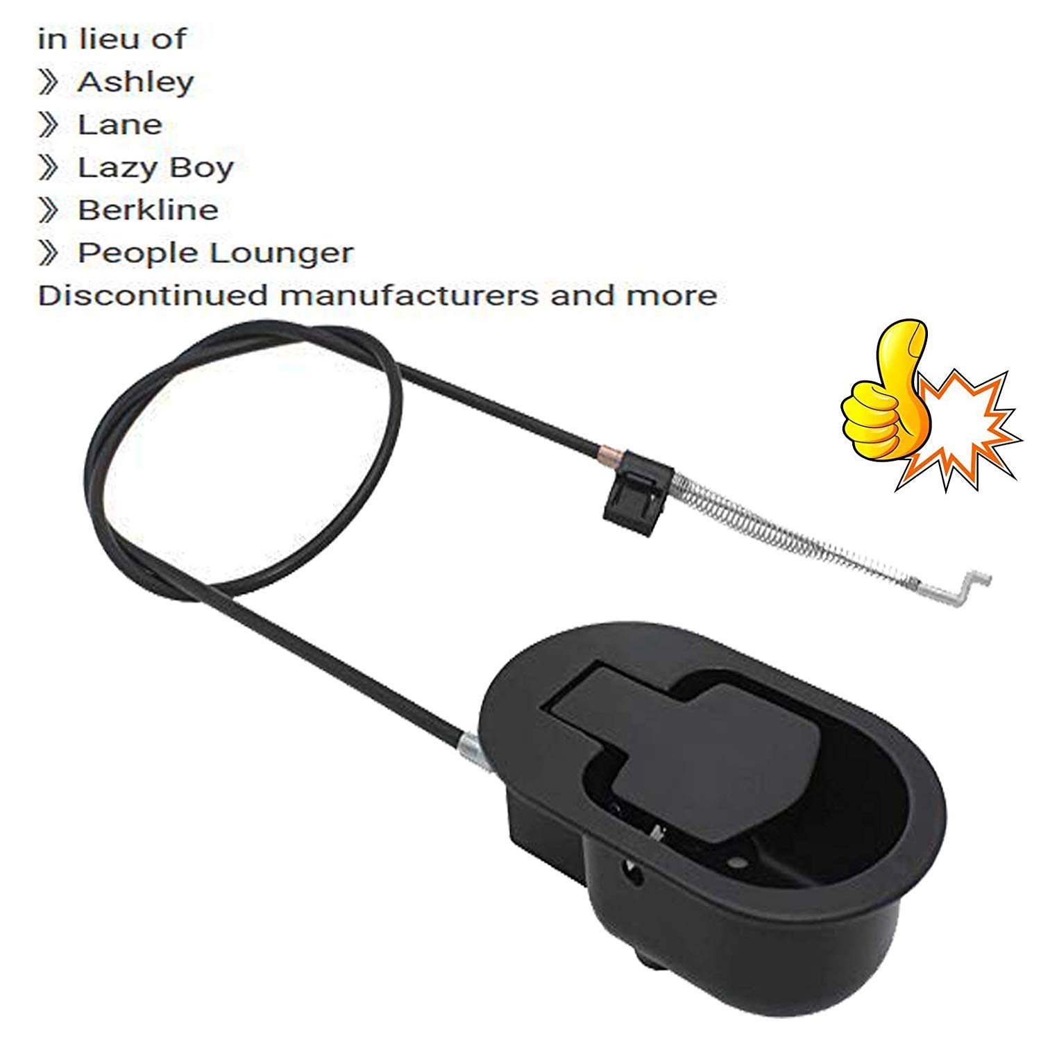 Recliner Lever Trigger Replacement - Zinc Alloy Handle With 35" Cable For Ashley & Other Major Brand Recliners