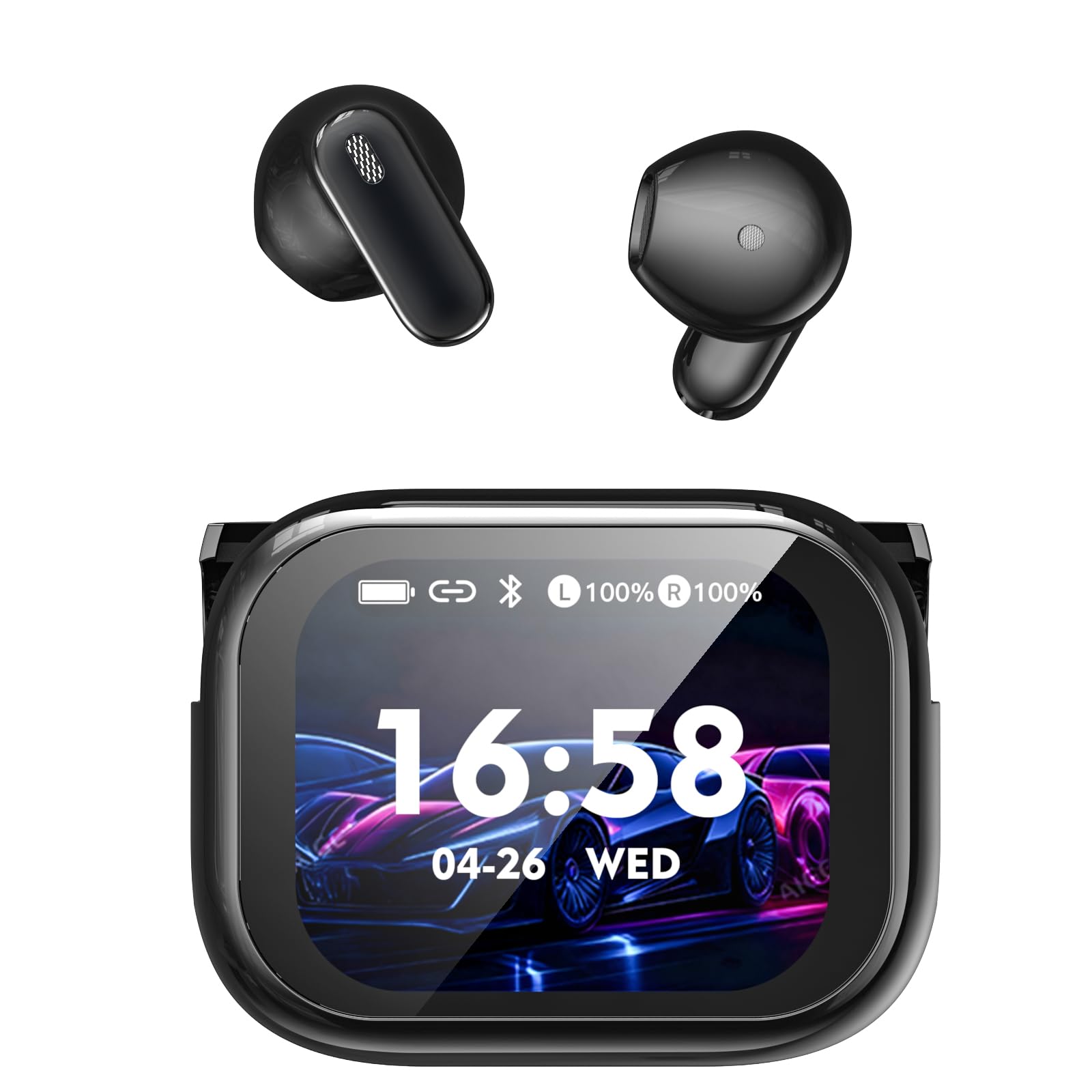 NE68 AI Translation Earbuds Real Time - 150 Language Translator Earbuds with LCD Sreen, 3-in-1 Translator Earbuds with ENC Mics, Bluetooth 6.0, 60Hrs Playtime, 8 Trans Modes for Travel & Learn