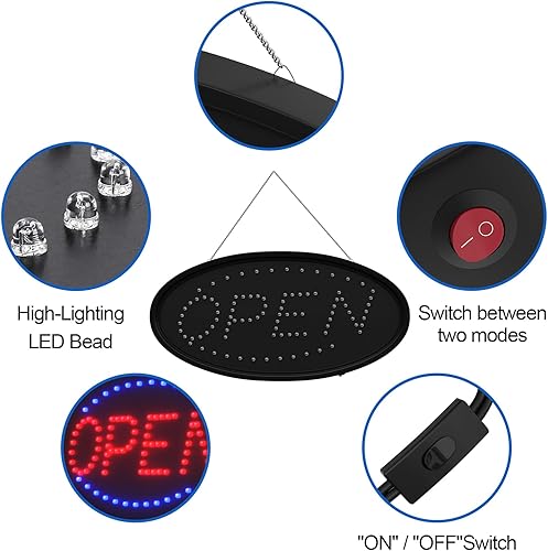 Miniatura 6 de Letrero electrónico LED abierto con modos intermitentes y constantes, tablero de anuncios brillante de alta visibilidad para visualización de
