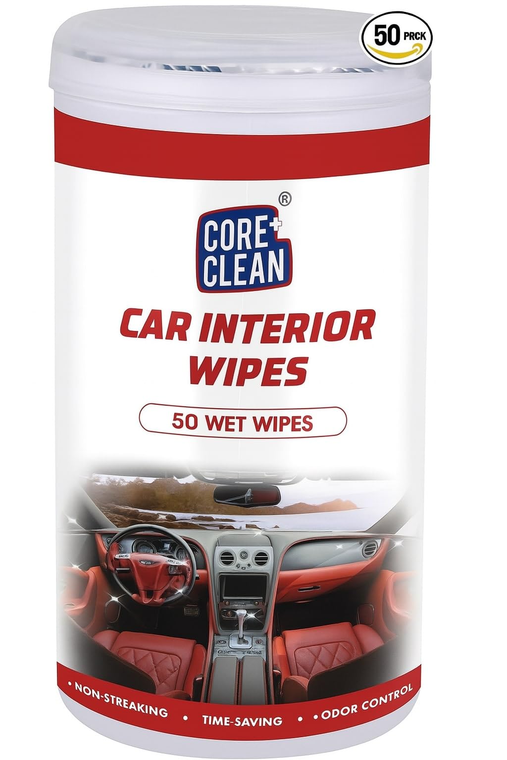 Core Clean Multipurpose 50 Car Interior Wipes, Non-Greasy & Streak-Free Wipes Safe for Dashboards, Leather, Plastic & Glass (Aquatic Fresh Scent)-image-40