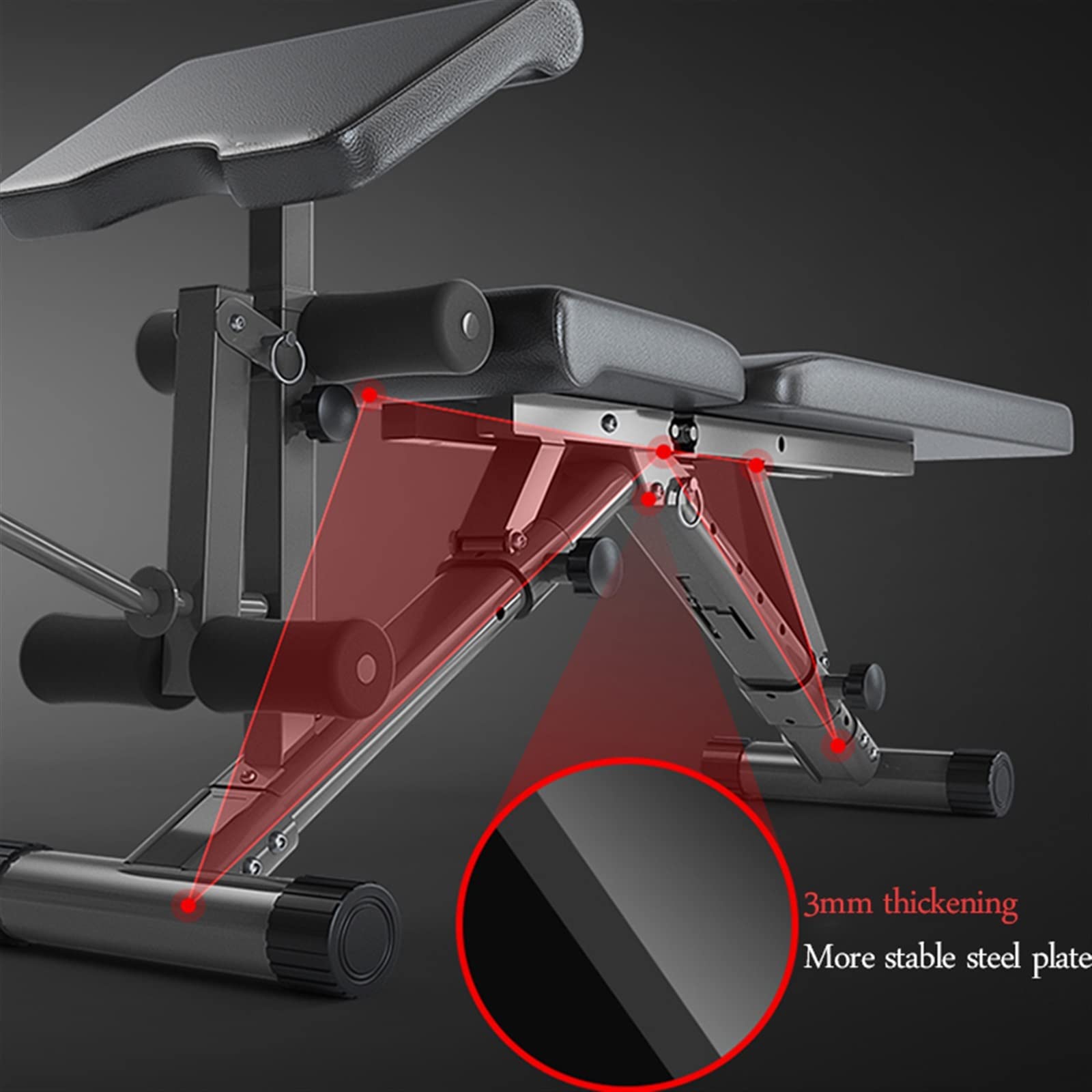 Ławka mięśni brzucha, wielofunkcyjne krzesło fitness do przysiadów i prasy do hantli, sprzęt do domowej siłowni do treningu siłowego