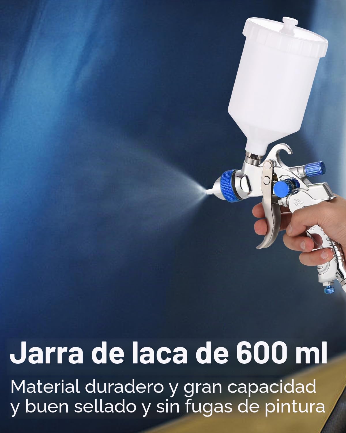 HVLP Pistola de Pintura Profesional, Pistola Pulverizadora de Pintura, Recipiente de Pintura 600 ml, 3 boquillas 1,4mm 1,7mm 2,0mm, Alimentación por Gravedad Pistola Rociadora para Automóviles, Techos