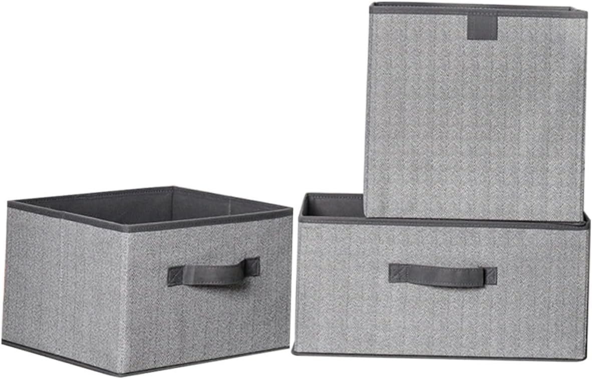 3pcs Storage Bins Capacity Organizer for Home Closet Grey Versatile Clothing Toy Book Storage