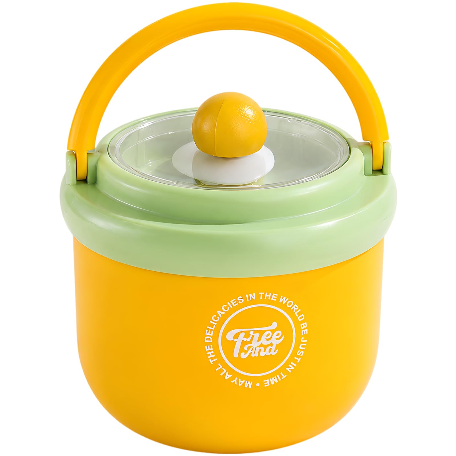 Lunch Food Jar 500 mL, tragbarer Essensbehälter mit Griff, 304 Edelstahl-Thermobecher, farbenfroher wärmeisolierter Becher für heiße Suppe, Frühstück, Milch, Reise und Büro, mit Blumen-Deckel