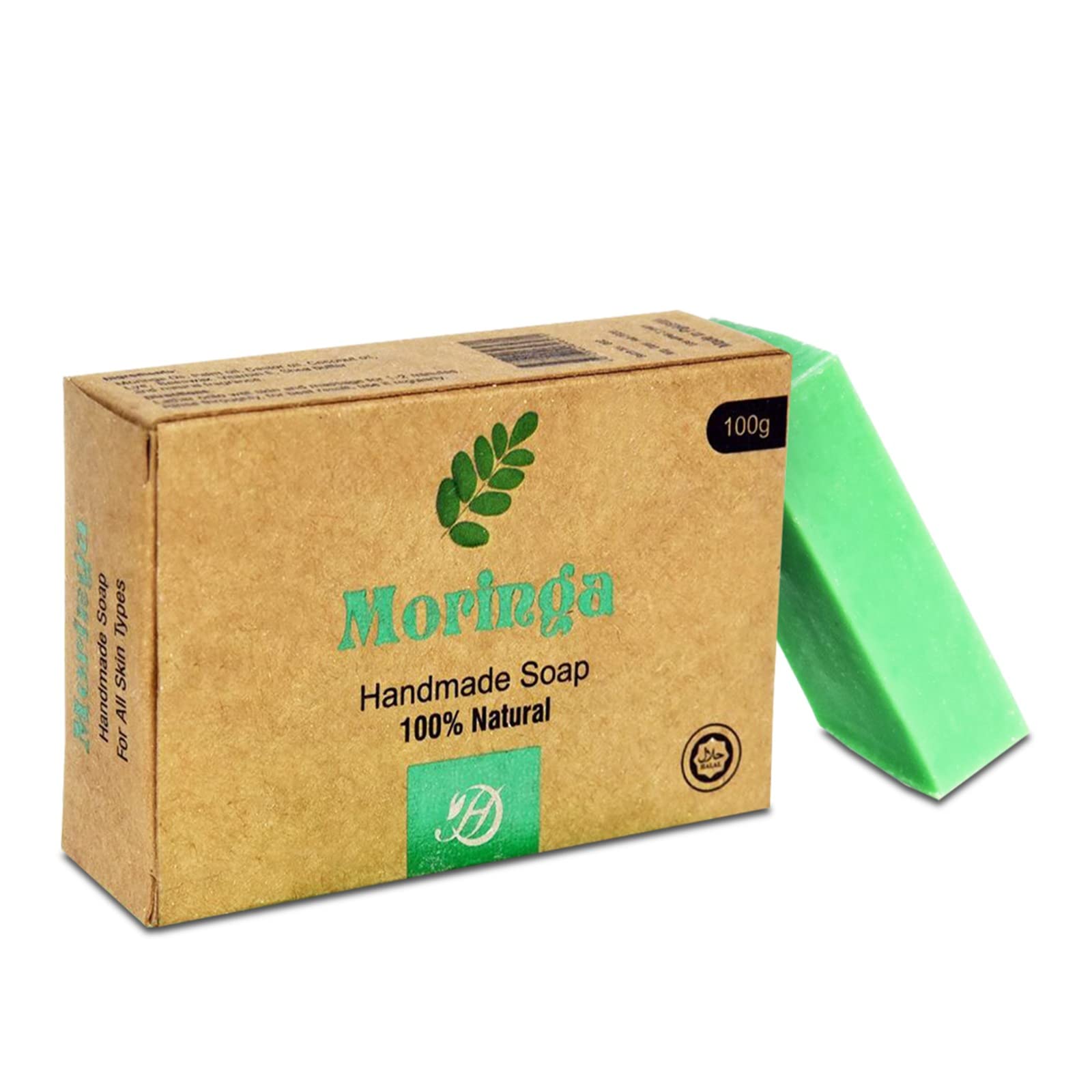 HERBOGANIC Moringa Handmade Soap – Natural Moisturizing, and Eco-Friendly Soap for Skincare, Bath and Body Care Gentle Moringa Bar Soap for Dry Skin(100g)