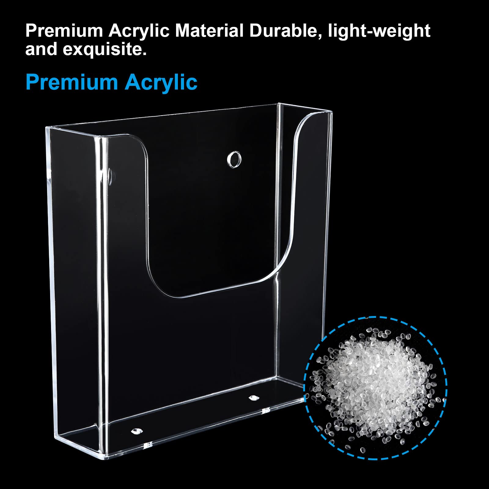Paquete de 6 soportes para folletos de pared de 6.5 x 6.5 pulgadas, soporte de plástico transparente para folletos, folletos, soporte de exhibición de folletos de pared para trípticos