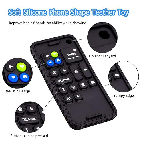 Miniatura 5 de Mordedores de silicona suave para teléfono celular para bebés, juguetes de dentición de 0 a 12 meses, mordedor infantil para lactancia materna