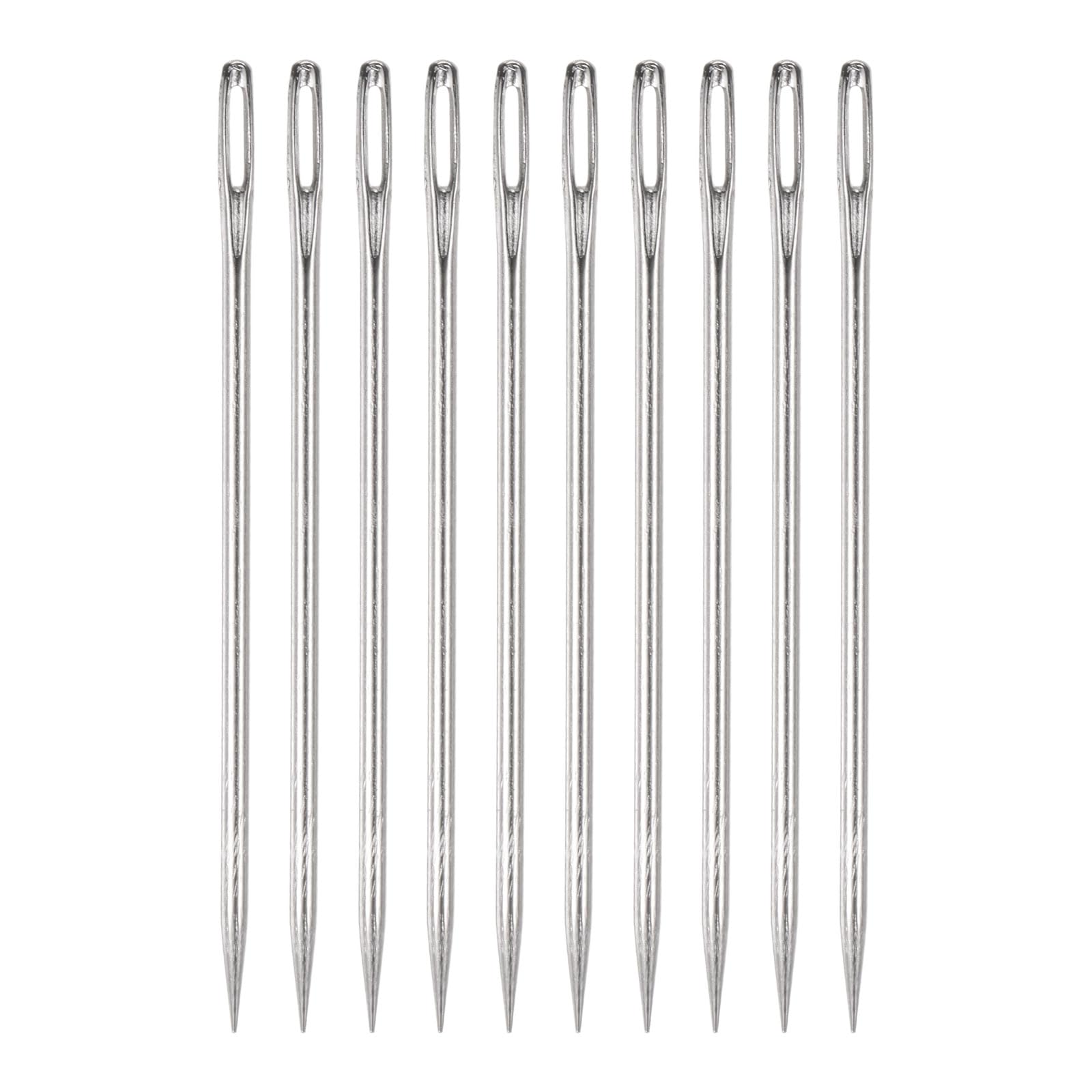uxcell 10pcs 4 Inch Upholstery Needles Large Eye Stitching Needles Stainless Steel Straight Hand Sewing Needles for Home Hand Sewing Leather Tapestry Embroidery Tufting Webbing Carpet