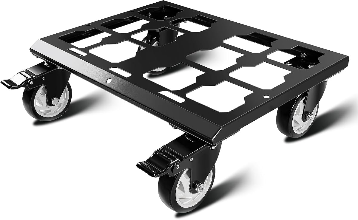 Heavy Duty Tool Box Dolly Compatible with Mil.Waukee Packout Toolboxes | Thickened Carbon Steel Frame and Larger Wheels with Brake System, No Drilling Required, Load-bearing Capacity Up to 200lb