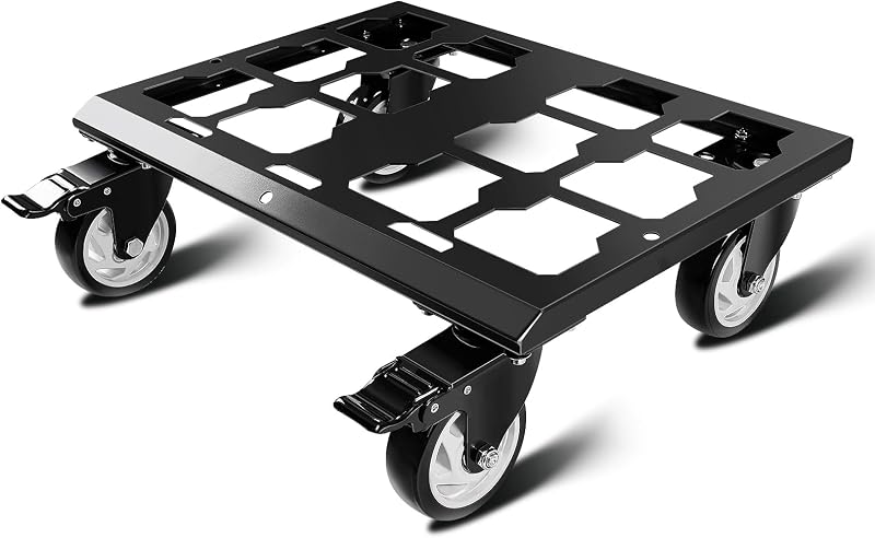 Heavy Duty Tool Box Dolly Compatible with Mil.Waukee Packout Toolboxes | Thickened Carbon Steel Frame and Larger Wheels with Brake System, No Drilling Required, Load-bearing Capacity Up to 200lb