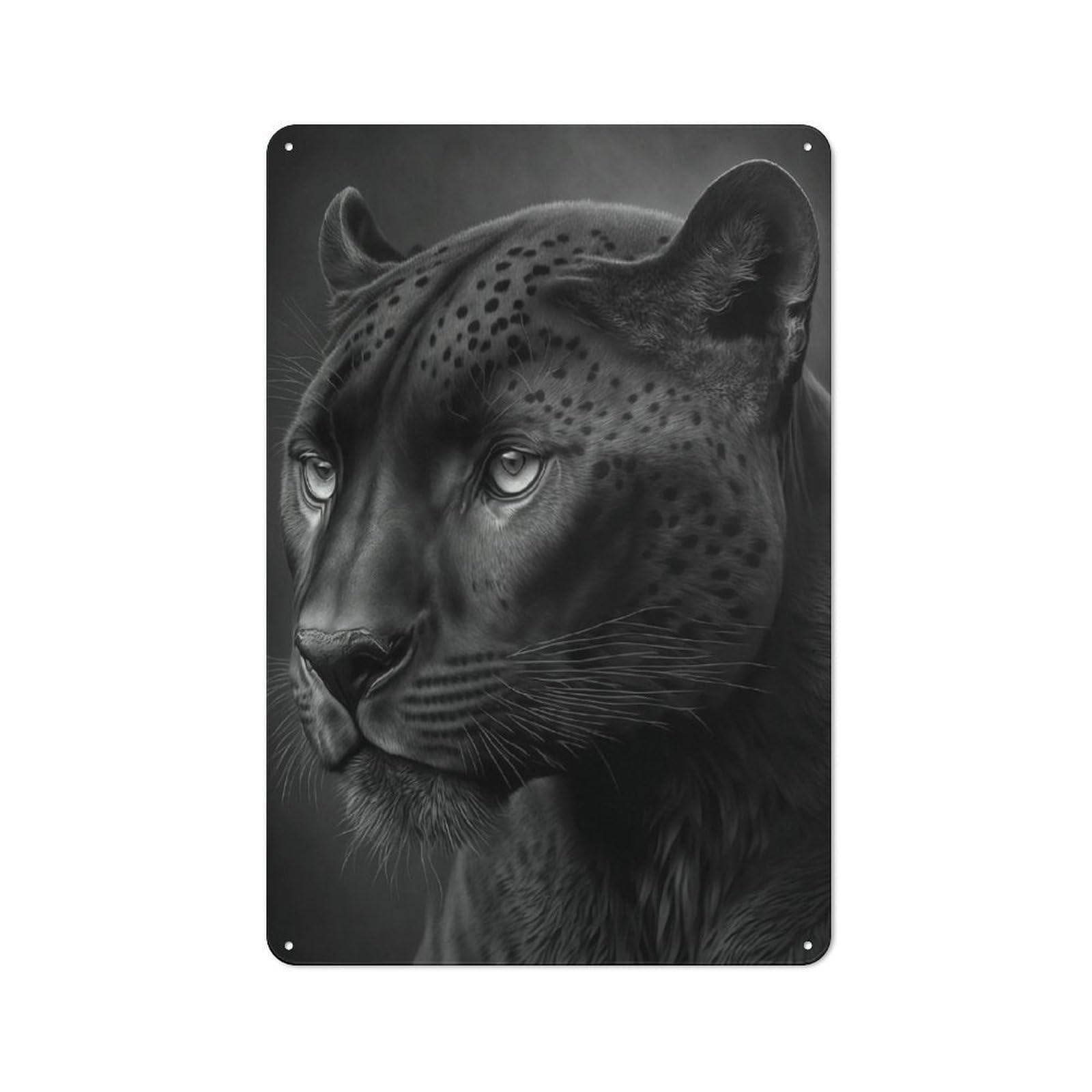 Junmoney Style Portrait Of A Panther Retro Metal Sign 30X20cm For Garage Or Workshop, With Clear Retro Wall Decor Character