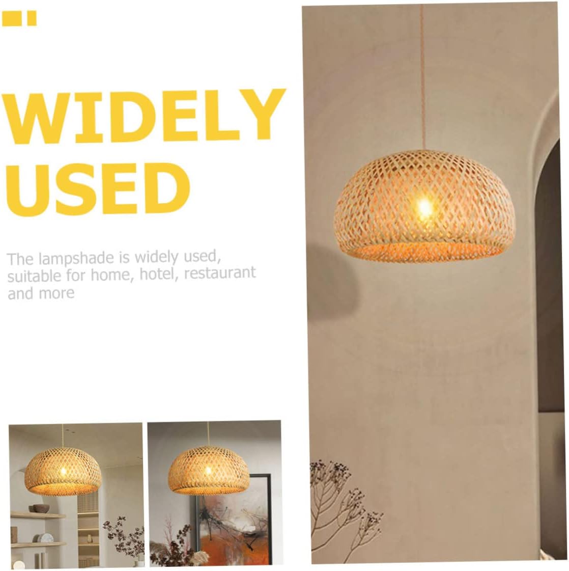 Lurrose Elegant Bamboo Chandelier Shade Sturdy Lamp Accessory for Ceiling Light Replacement Lamp Shades for Farmhouse