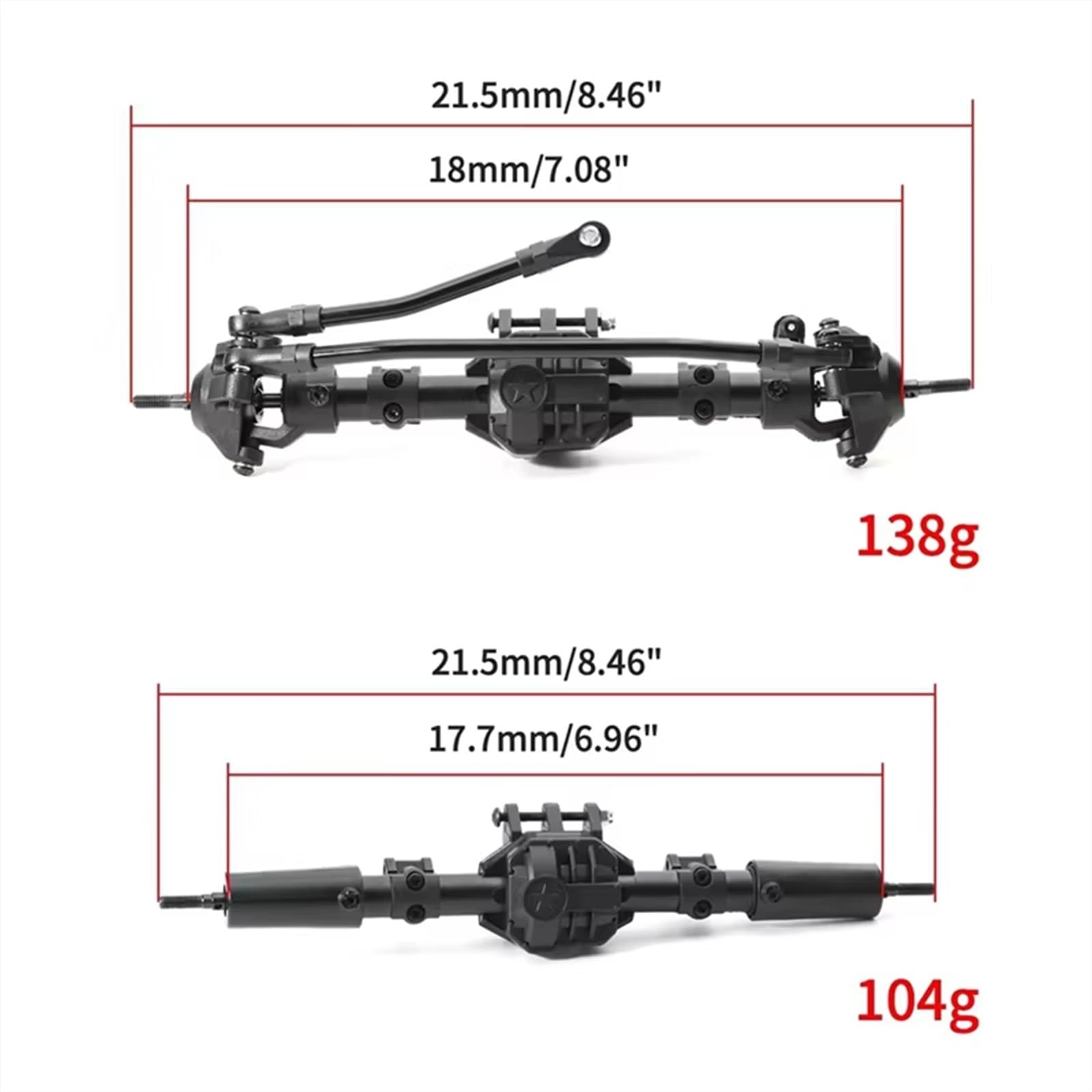 Compatible avec Axial pour SCX10 II 90046 90047 1/10 RC Crawler Car Upgrade Parts Accessories 2Pcs Essieu Différentiel Avant Et Arrière D'Amortisseur Rc