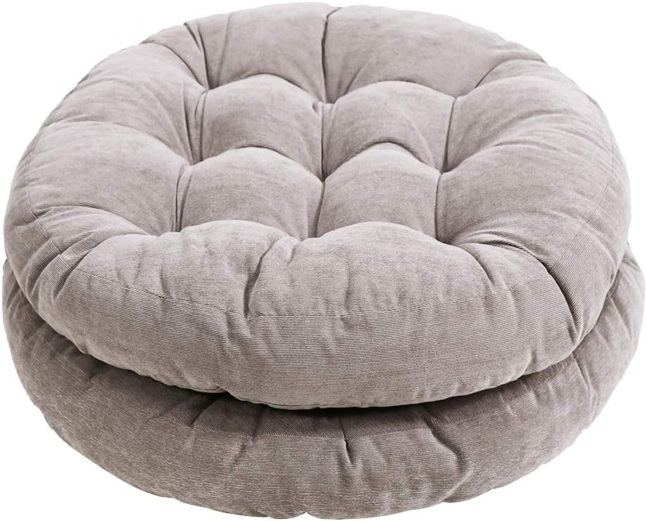 Tiita Floor Pillow Cushion, Round Seat Cushion, Outdoor Floor Pad, Meditation Cushion for Yoga Living Room Sofa Balcony, Set of 2, 22x22 Inch, Grey