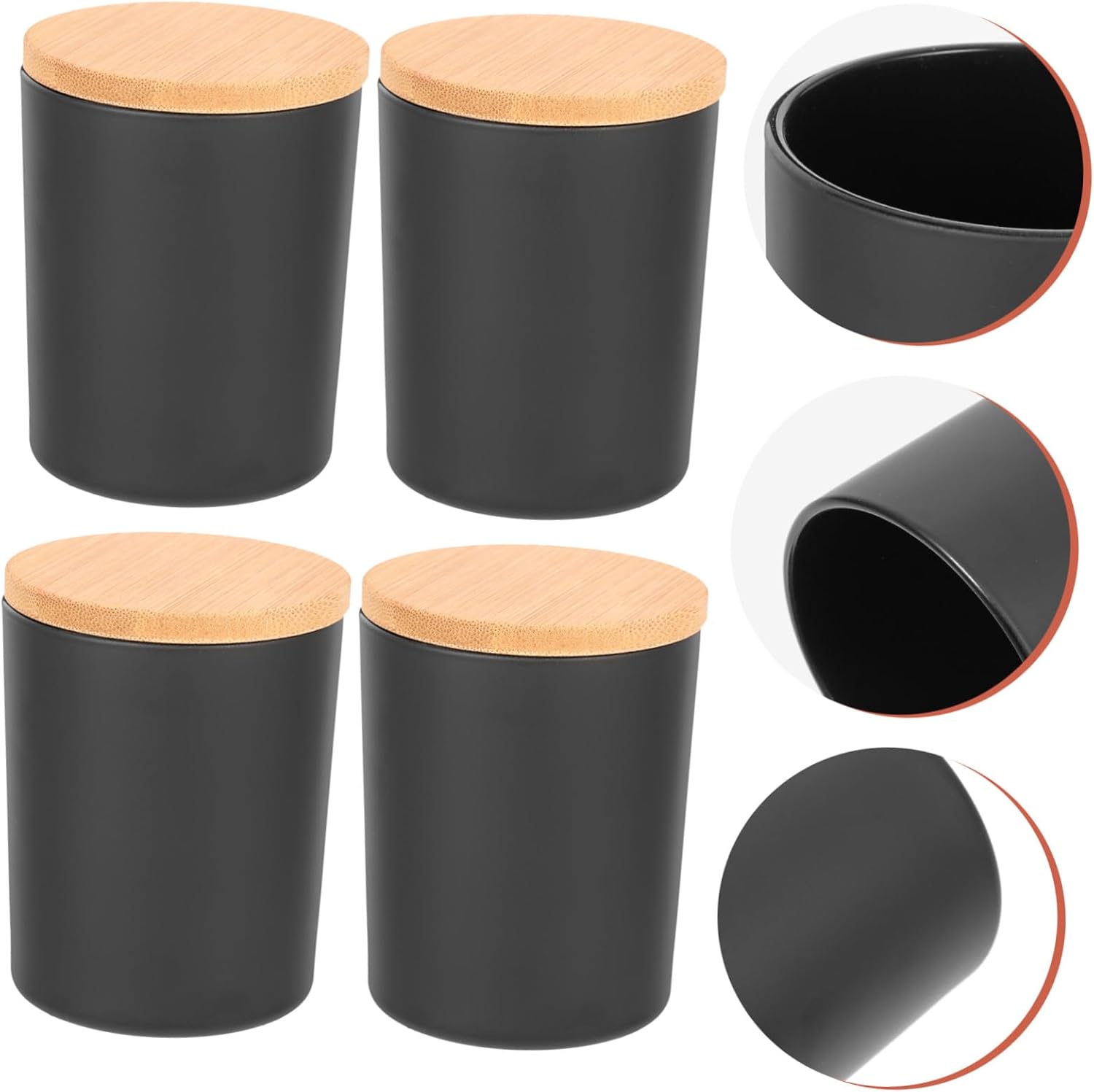 FIXOSHEE 4sets Candle Jars with Lids Empty Glass Candle Cups for Home Decor Food Storage and Unique Modern Matte Finish with Covers