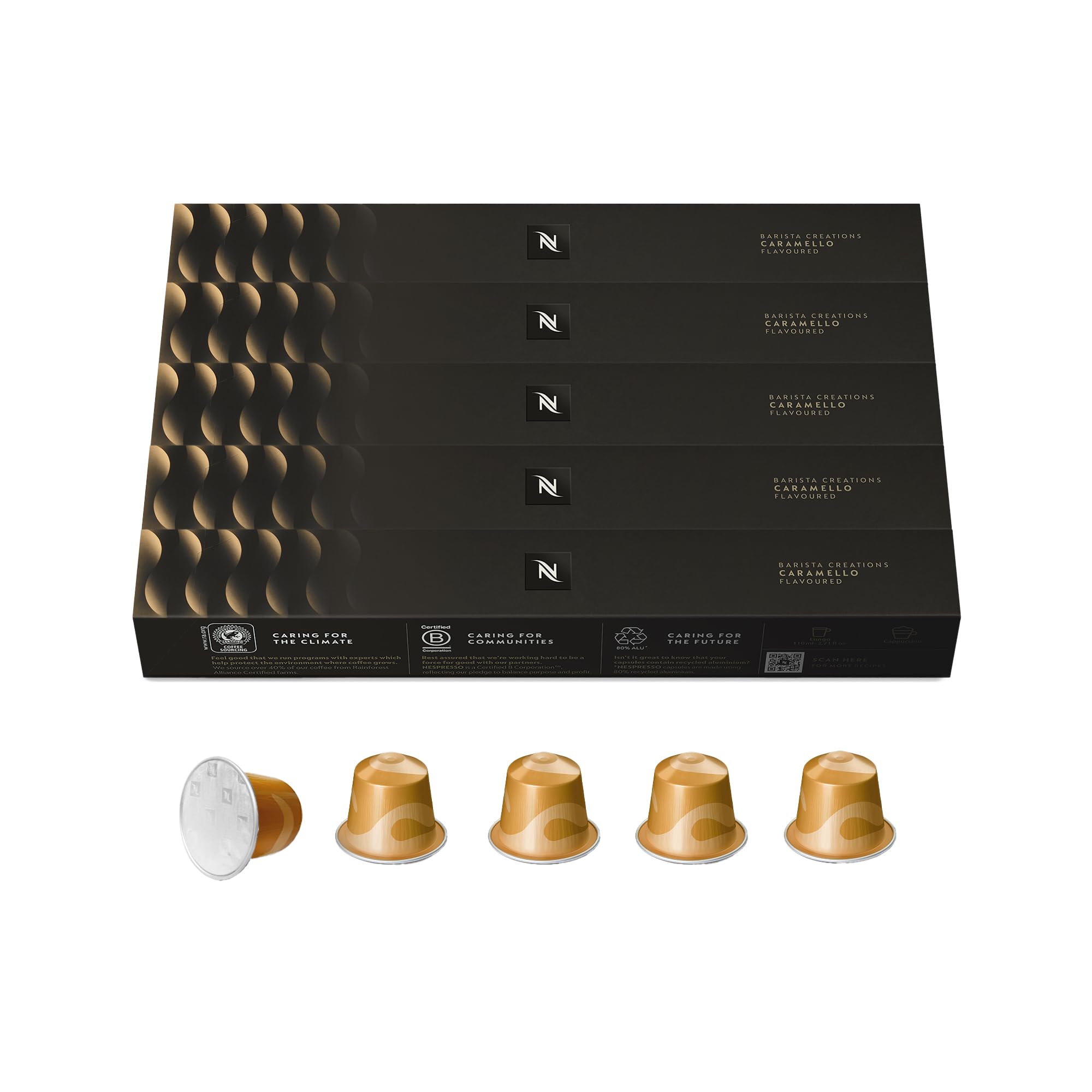 NESPRESSO ORIGINAL Caramello | Arabica Kaffee mit Karamell Geschmack | Ideal für Lungo oder Cappuccino | Kompatibel mit ORIGINAL Kapselmaschinen | 50 Kaffeekapseln