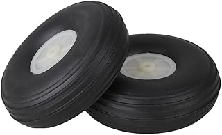 szzijia 3.5 Inch RC Airplane Black PU Tire Wheel with Beige Plastic Hub Super Light Aircraft Assembly Parts Pack of 2