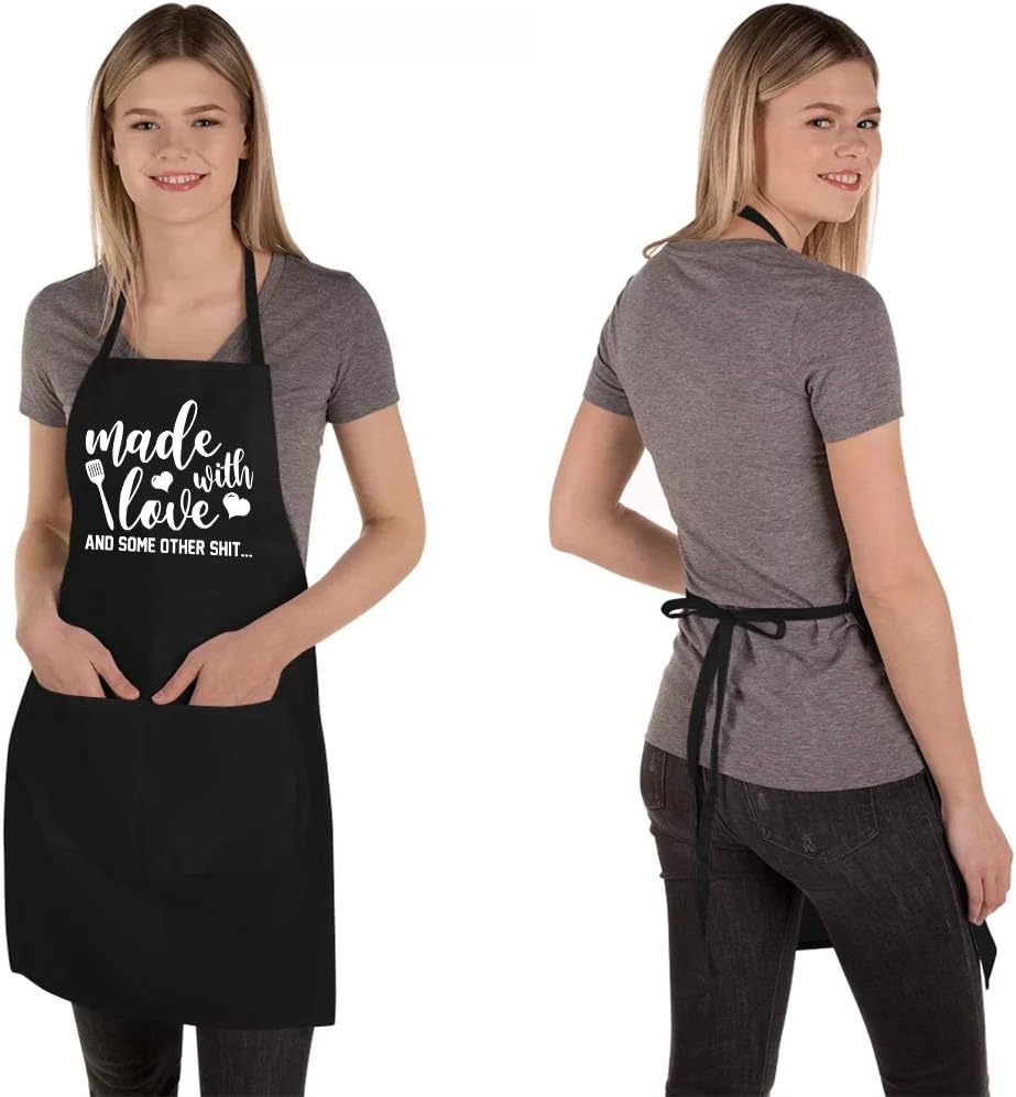 Funny Aprons for Women Men, Novelty Kitchen Cooking Apron with 2 Pockets, Cute Baking Gifts for Bakers, Birthday Thanksgiving Christmas Apron Gift for Wife Husband Mom Sister Daughter Grandma - Image 2