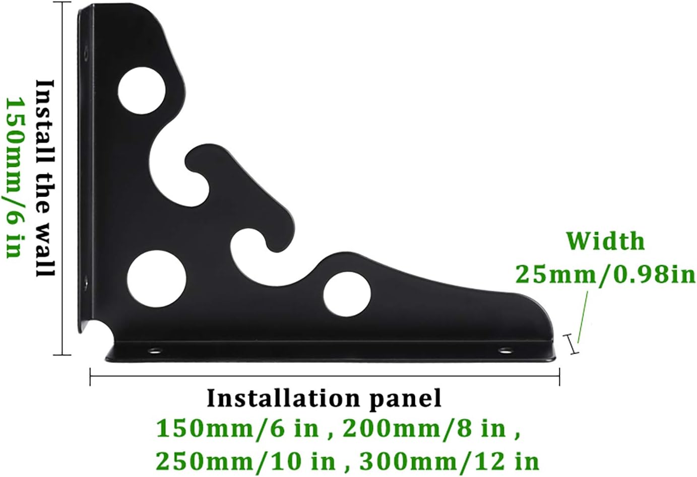 2Pack Wall Mount Shelf Brackets, Supports Heavy Duty 90 Degree L Shape Shelf Bracket, Decorative Shelf Bracket, for Office, Living Room, Kitchen, Bathroom, Easy to Install,White,300mm/12 in