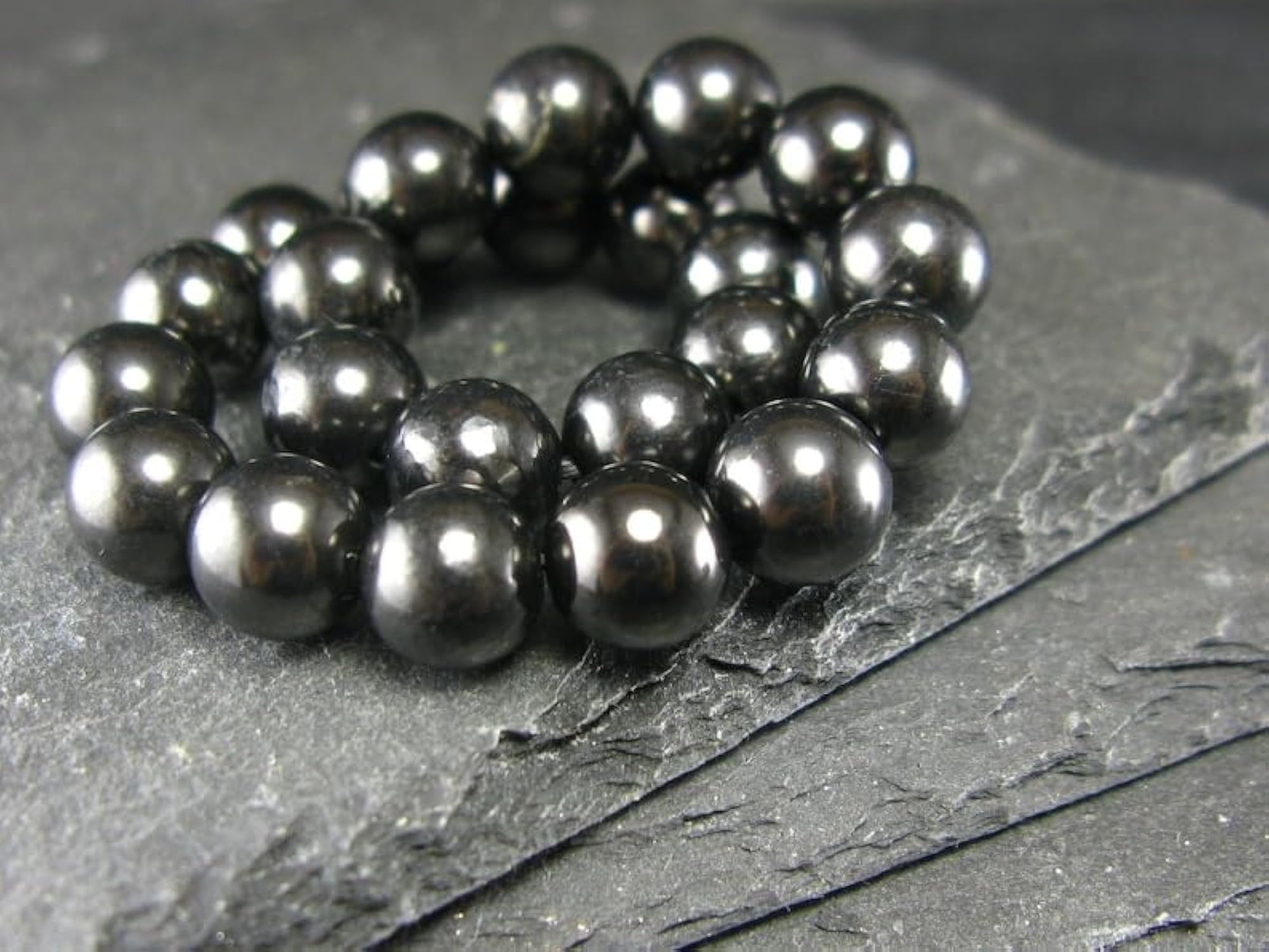 Unisex Natural Shungite 8mm Stretchable Bracelet