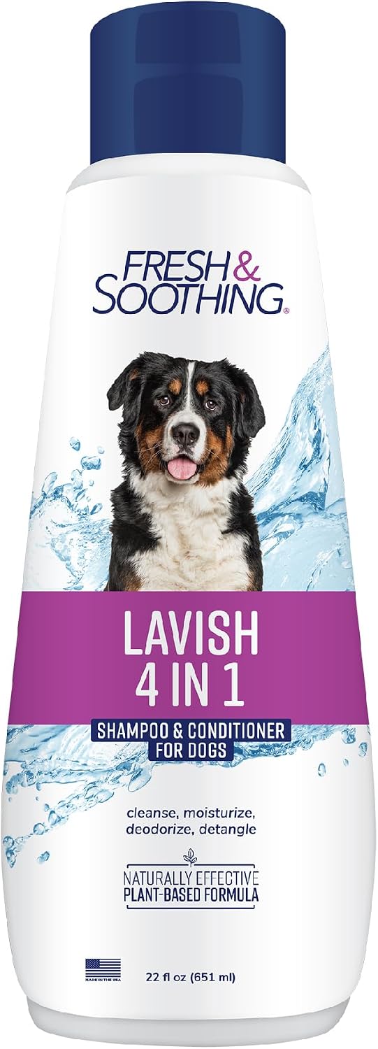 Naturel Promise Fresh & Soothing Lavish 4-in-1 Shampoo Plus Conditioner for Pets, 22oz - Formulated for Dogs & Cats to Clean,…