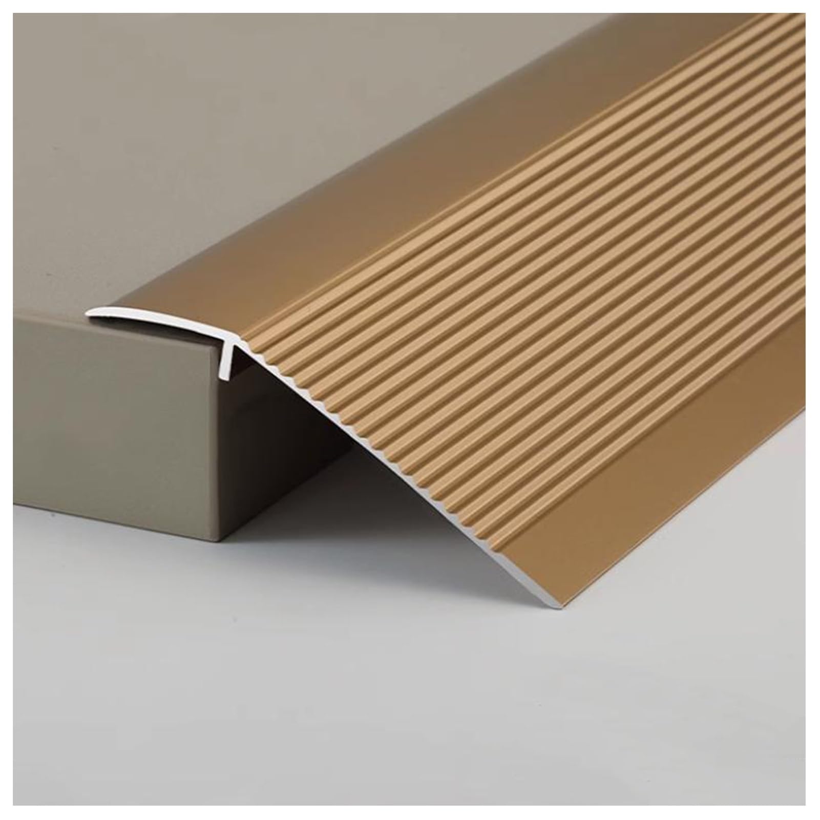 Xyueru Brass Aluminum Floor Transition Threshold Strip,Floor Transition Entry Ramp,Non Slip Threshold Strip Doorway Flooring Reducer For Large Drop High 25Mm/55Mm(Brass)