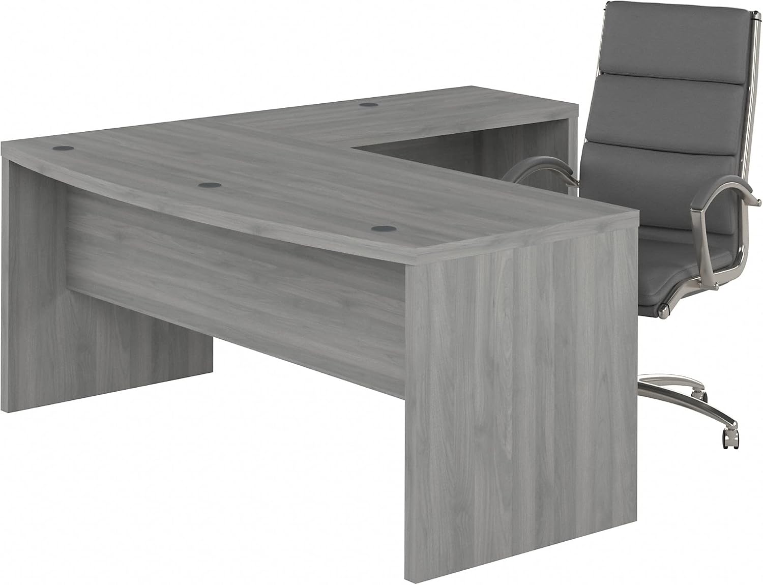 Bush Business Furniture Office by Kathy Ireland® Echo 72W Bow Front L Shaped Desk and Chair Set in Modern Gray