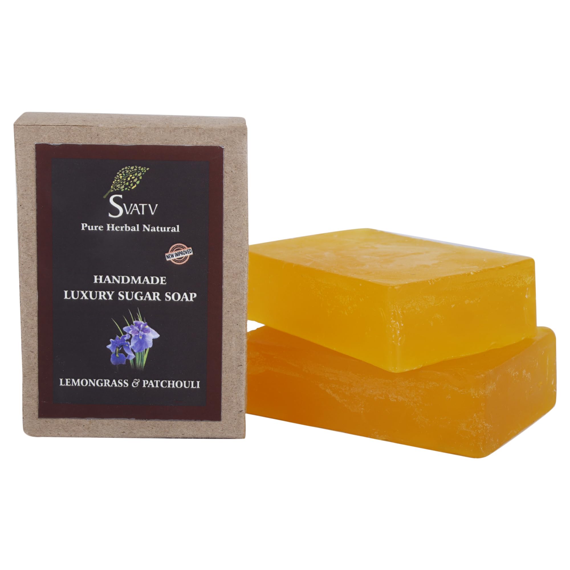 SVATV Soap Lemongrass & Patchouli - Best Exfoliating Bar, Traditional Ayurvedic Herbal Soap For All Skin Type - 125 Grams x 2 Bars[Amazon-developed Certification] Compact by Design