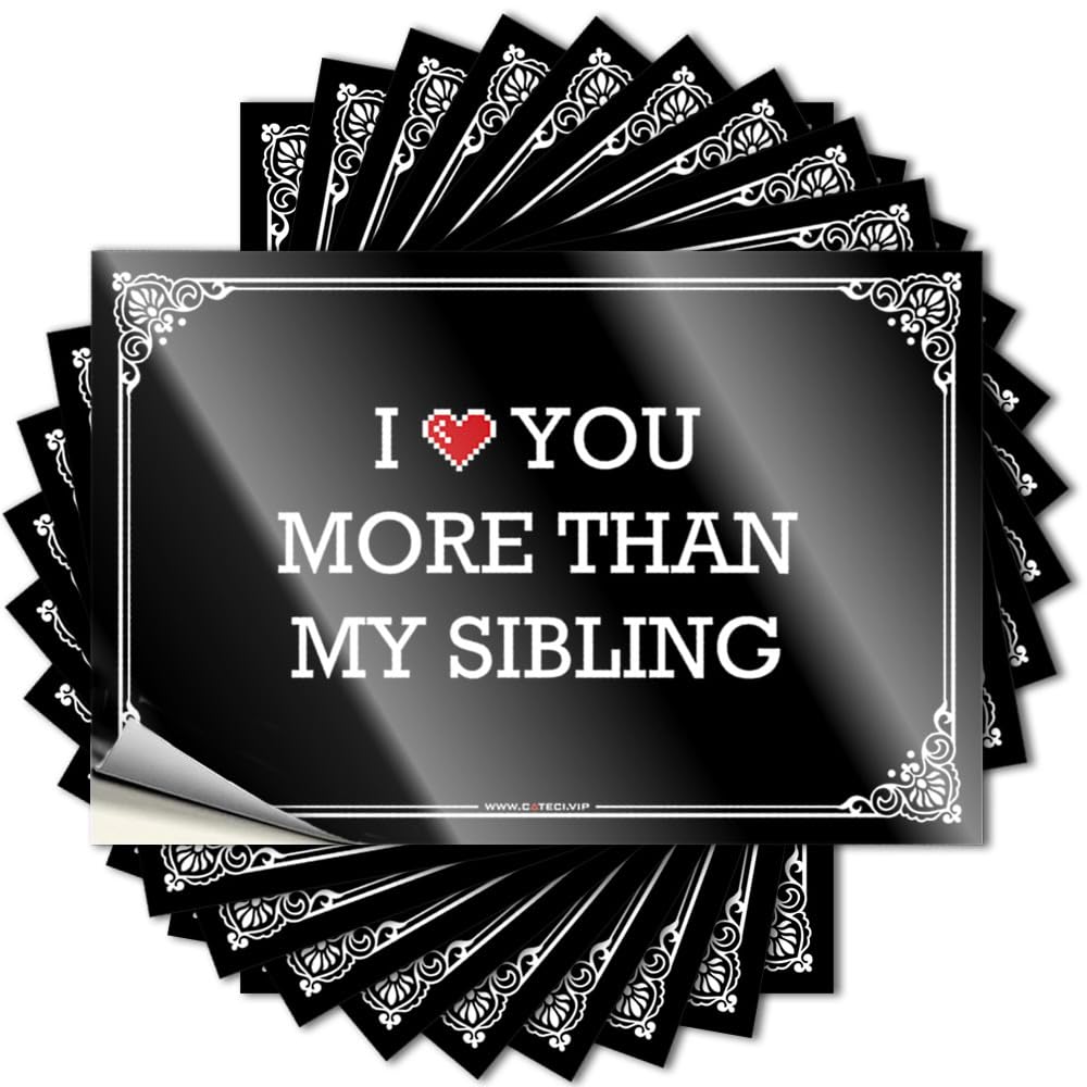 Home Sweet Home Decor, Quote Funny Laptop Quote Stickers, Optical Illusion No Residue Decals for Luggage | Motorcycle Party Favor Custom I Love You More Than My Sibling(12X18CM)