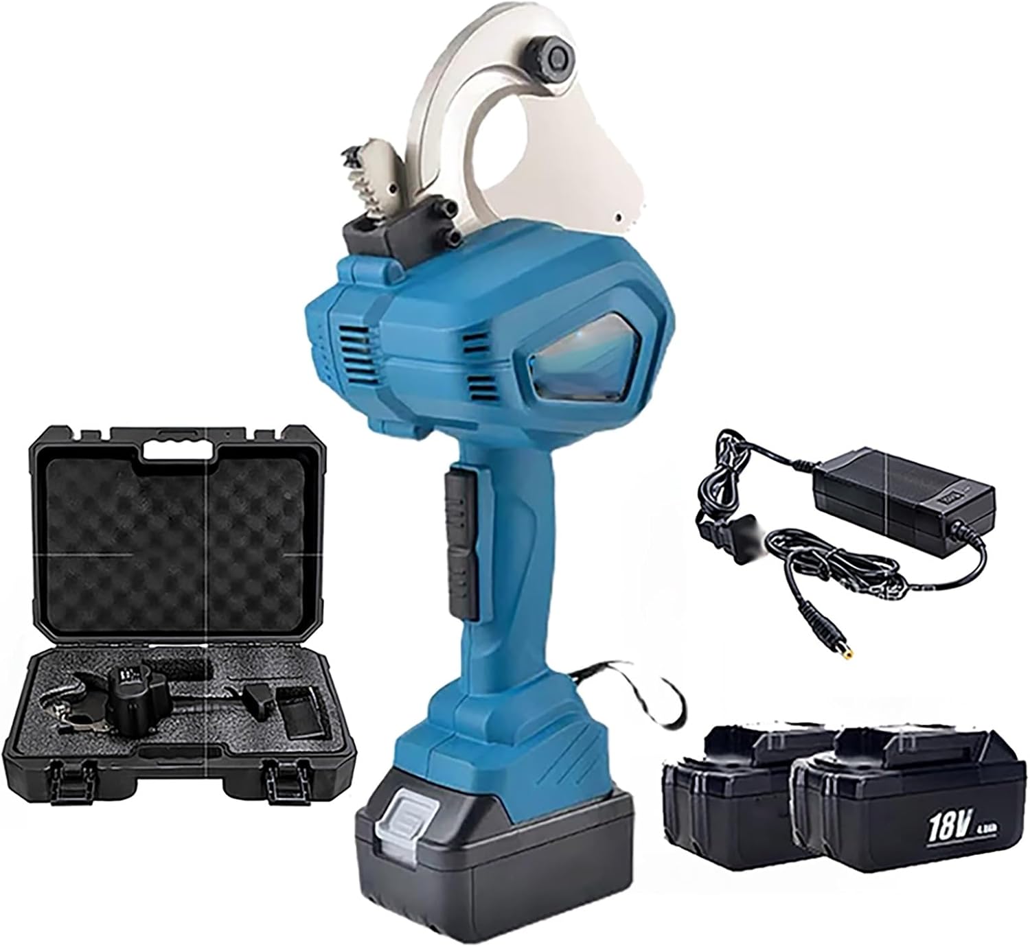 Cordless Hydraulic Cable Cutter, 50mm/65mm Electrical Ratchet Cable Machine, 18V Electric Wire Cutter with 2 Battery Operated and Cases, for Copper Aluminum Cables(Steel strand type,50m)