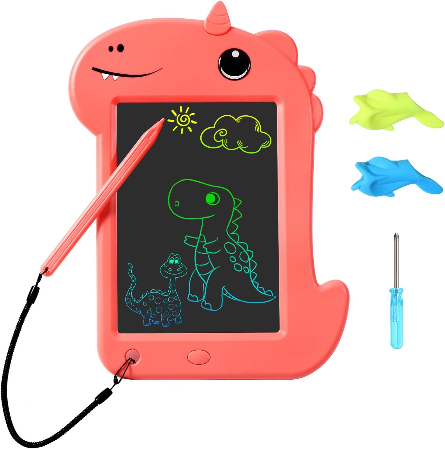 OderraLCD Writing Tablet for Kids, 6.8 Inch Colorful Drawing Board Learning Toys for Kids, Erasable Reusable Writing Drawing Pad, Dinosaur Toys for 3 4 5 6 Year Old Boys Girls Birthday Gifts