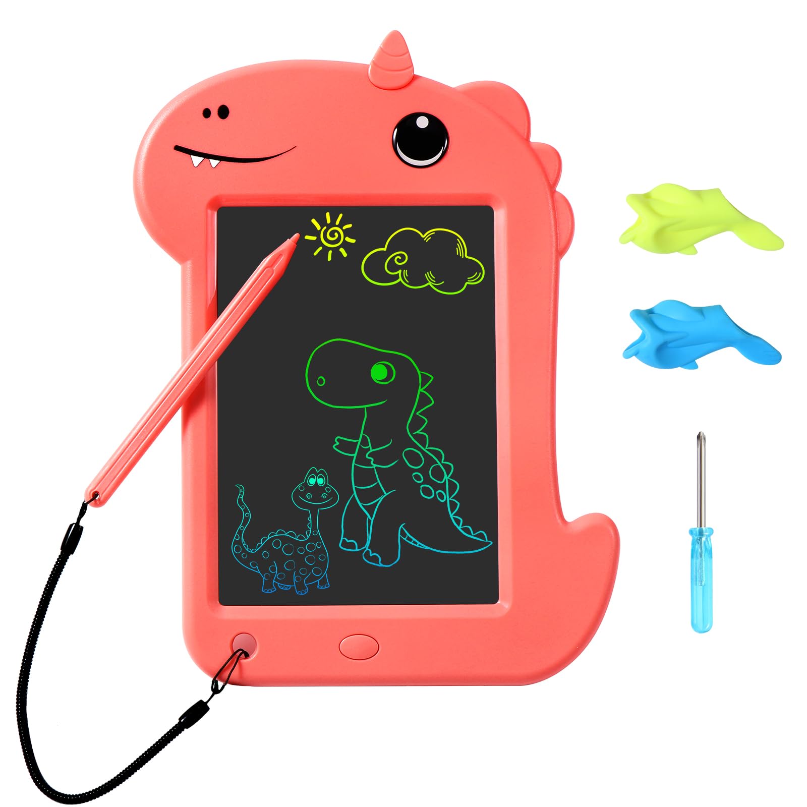 OderraLCD Writing Tablet for Kids, 6.8 Inch Colorful Drawing Board Learning Toys for Kids, Erasable Reusable Writing Drawing Pad, Dinosaur Toys for 3 4 5 6 Year Old Boys Girls Birthday Gifts