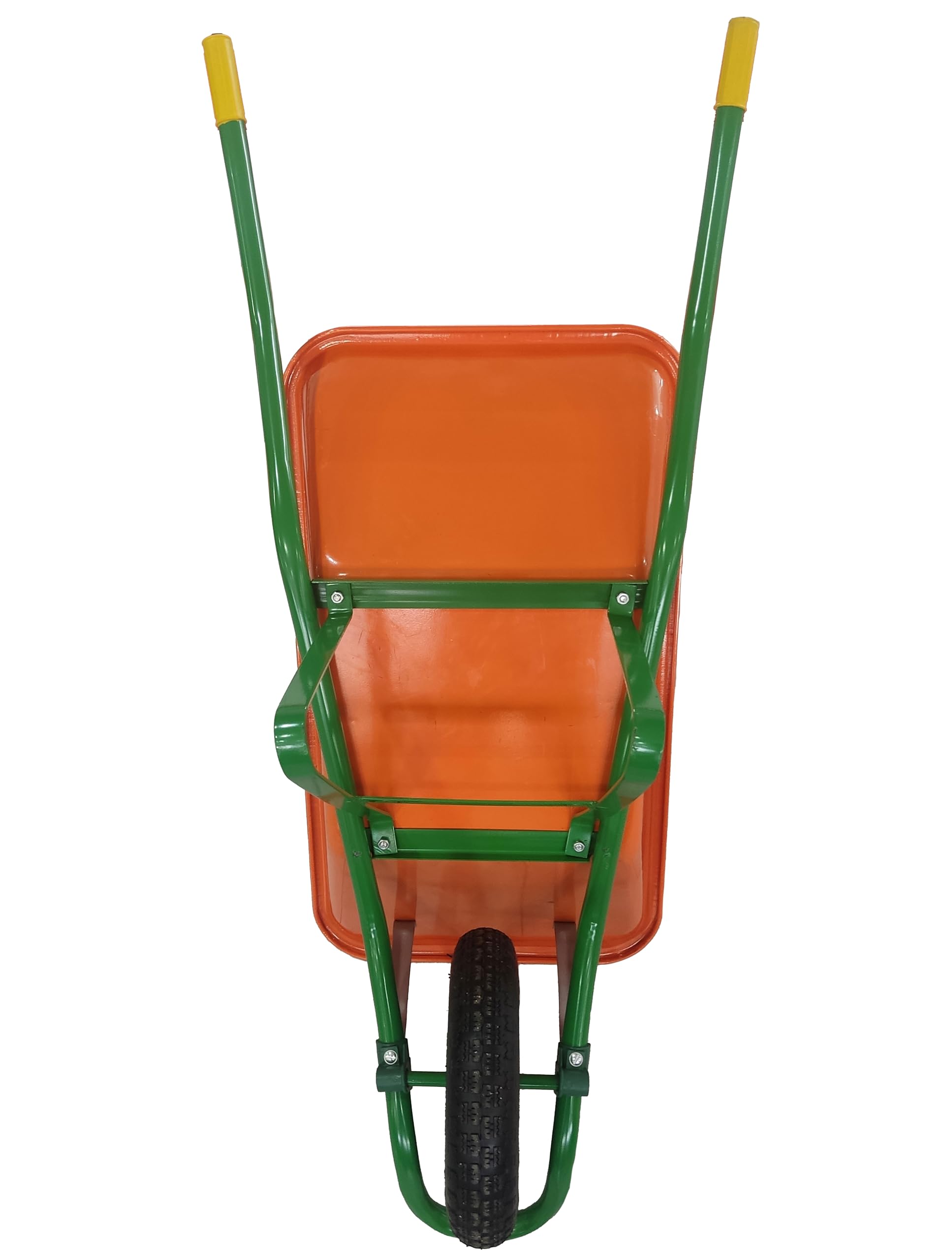 Carretilla Amarilla/Naranja Carretillo de Obra | 100 litros de Volumen | Neumáticos con llanta metálica | Carretilla de Jardín