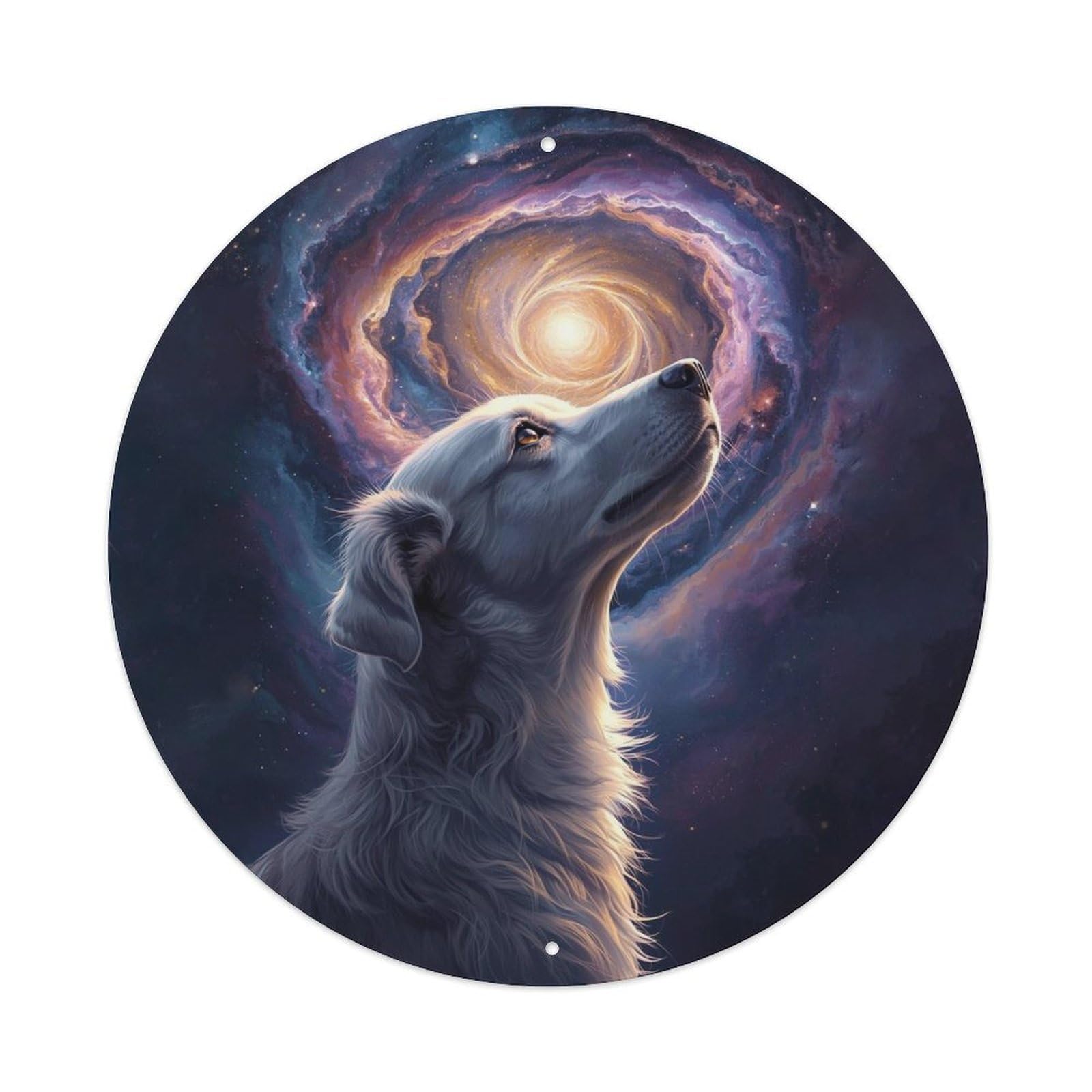 Cwbufd Vintage Style Animal Long Haired Dog Galaxy Space Dreamy Cosmic Stars Vintage Metal Tin Sign Plaque Wall Decor For Cafe, Club Bar, Office, Garden Metal Poster 8X8inch