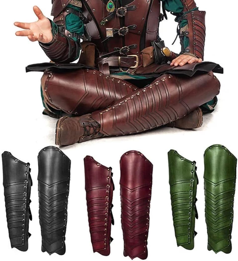 Générique Guêtres De Randonnée Médiévales, en Cuir PU, Réglables, Taille Unique, Accessoire De Cosplay Rétro, Accessoire De Théâtre (Brown)